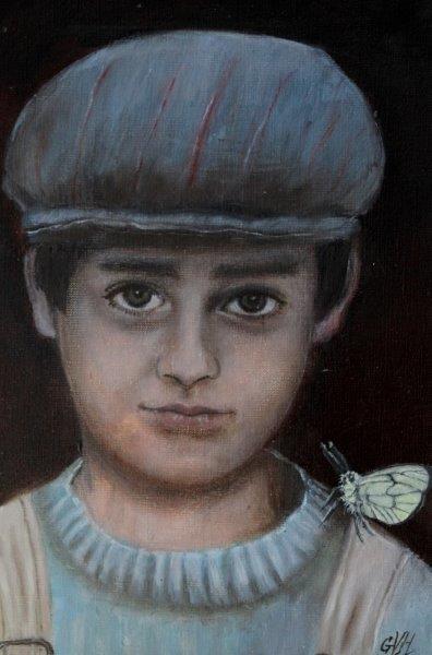Boy with black-veined white 30 x 40 cm(Sold)